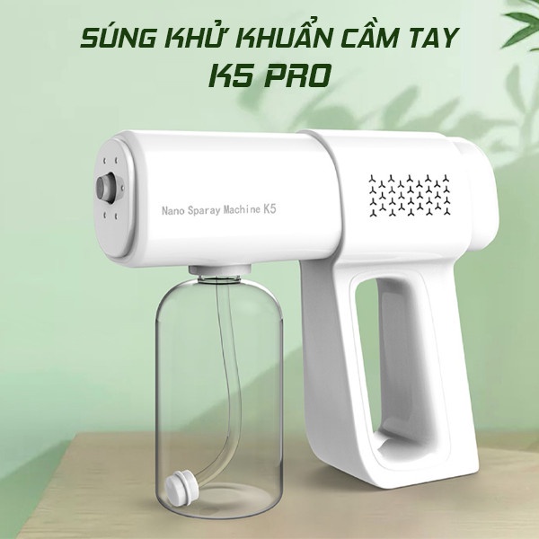 Súng Phun Khử Khuẩn Phun Sương Chất Liệu Nhựa PP Dung Tích 360ml Màu Trắng Máy Khử Khuẩn Có Tia UV K5 PRO