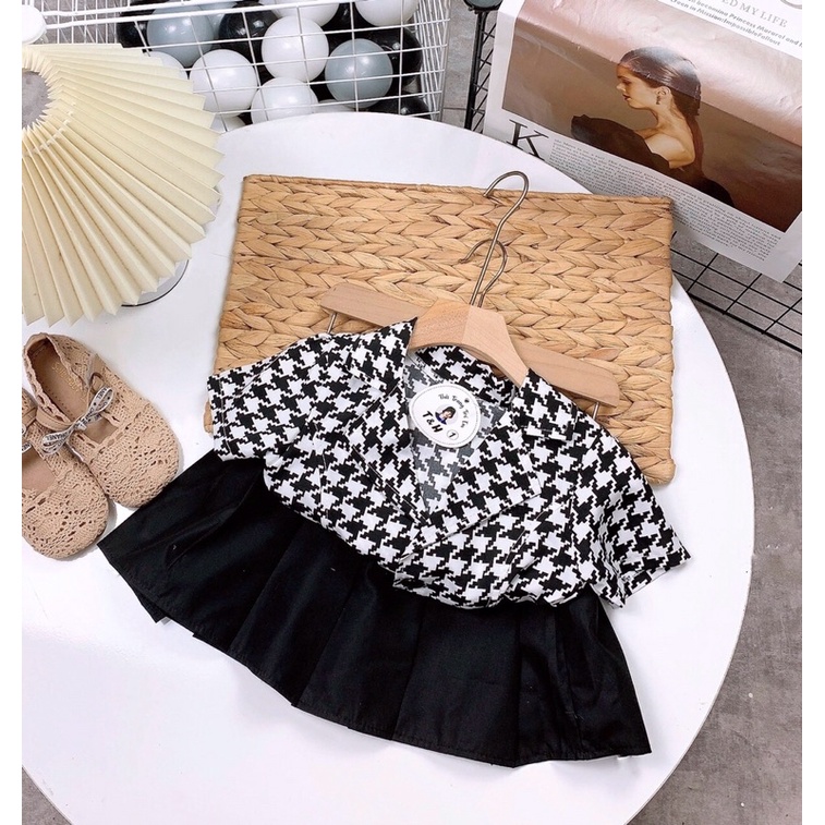 Bộ vest caro chéo + chân váy siêu xinh cho bé gái - BVC