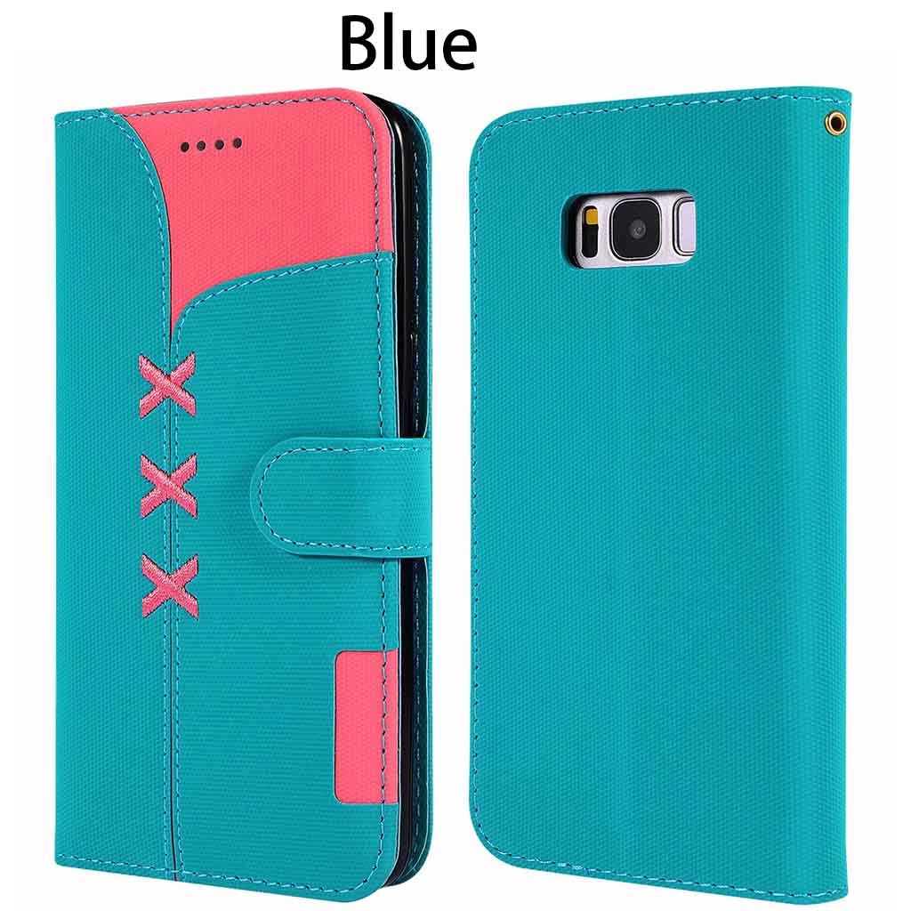 Samsung Galaxy S8 S8+ S9 S9+ S10 S10+ Plus Cover Flip Embroidery PU Leather Wallet Stand Phone Case