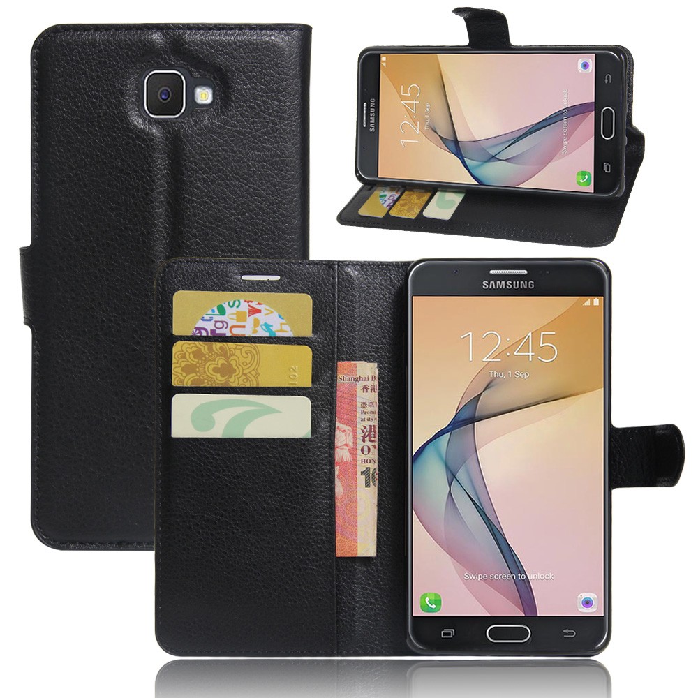 Bao da điện thoại có đế đỡ gấp và ngăn để thẻ cho Samsung Galaxy J7 Prime On7 2016 G610F