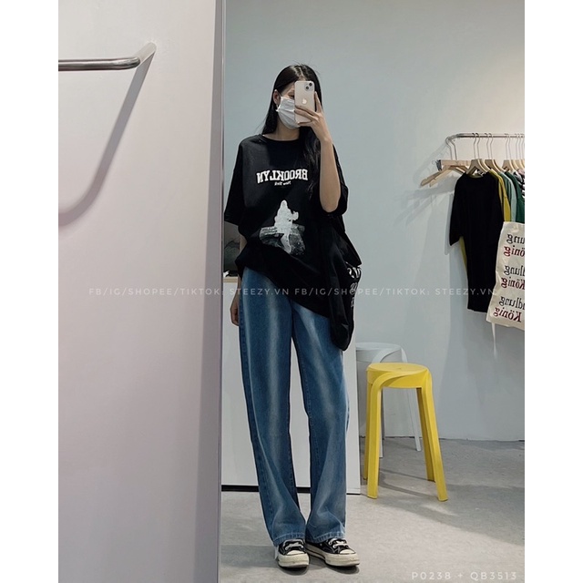 [P0238🤎] Áo thun áo phông unisex in hình cô gái BROOKLYN form rộng cotton mặt lông dày (Có sẵn/Ảnh thật)
