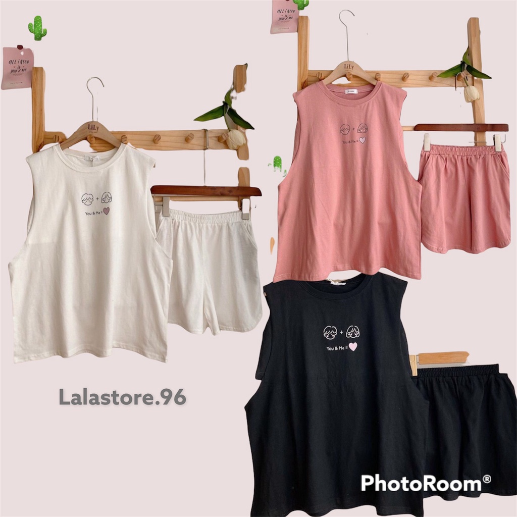 Set bộ áo tank top kèm áo quây lót quần đùi cá tính pc