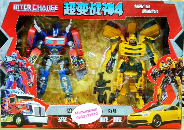 Bộ 2 robot biến hình ô tô transformer loại to 23cm (Bumblebee và Optimus)