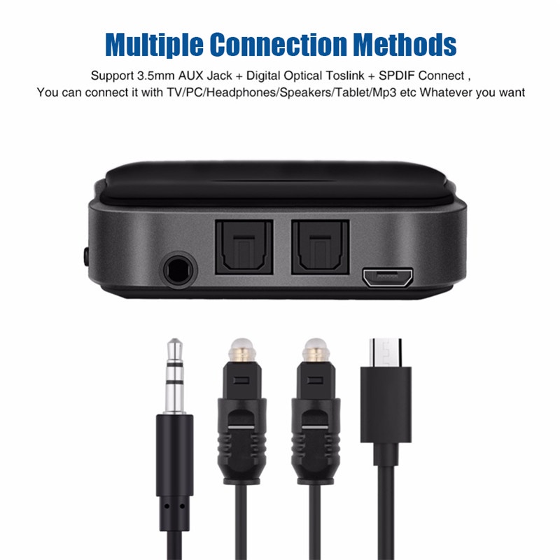 Thiết Bị Truyền Nhận Tín Hiệu Âm Thanh Bluetooth 5.0 Toslink / 3.5mm Aux / Spdif Cho Xe Hơi / Tv