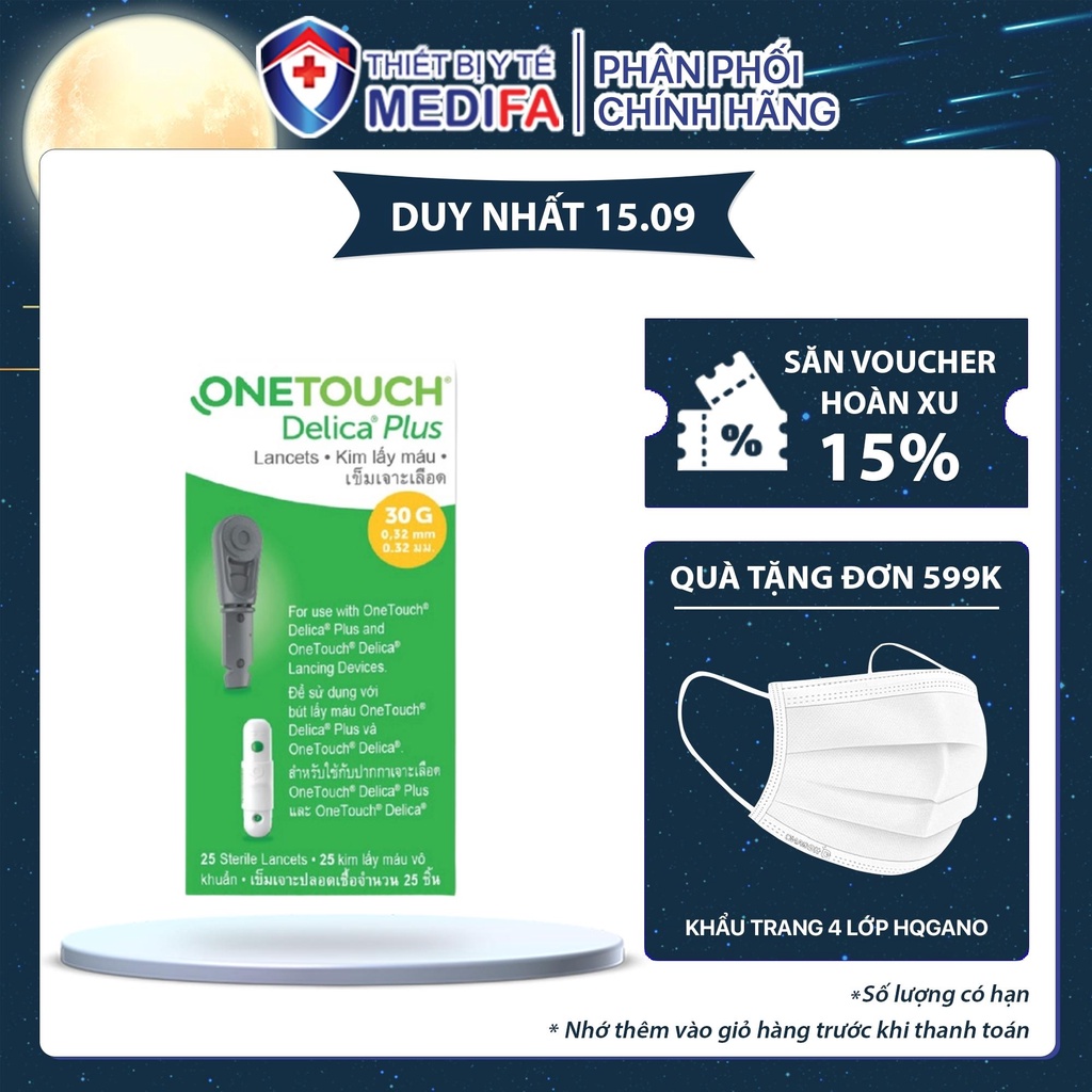Hộp 25 Kim chích máu Onetouch Delica plus cho máy ultra plus flex/Ultra select simple