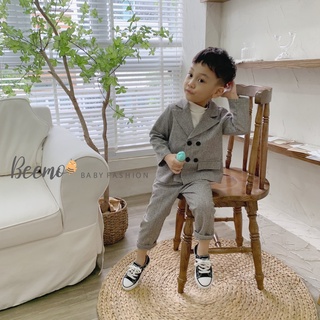 [80-130] Bộ vest kẻ 4 khuy Beemo
