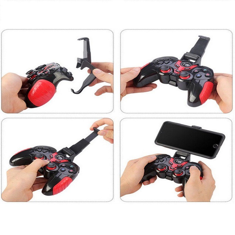 Tay Cầm Chơi Game Bluetooth Saitake STK - 7024X Màu Đen + Đỏ, Tay Bấm Game Dành Cho Máy Tính , Điện Thoại