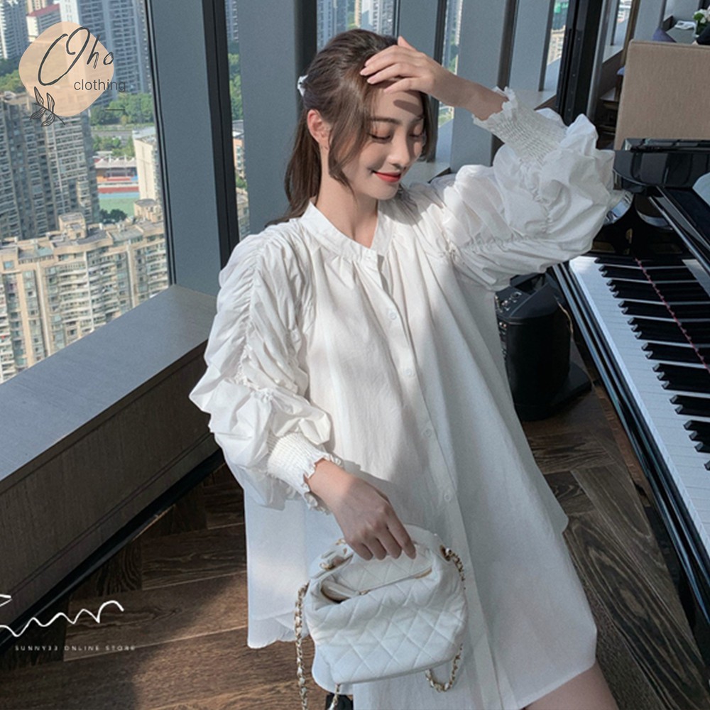 Sơ Mi Công Sở Nữ Chất Mát Không Nhăn, Sơ Mi Kiểu Nữ Cổ Tàu Đi Học VENUSA AS01