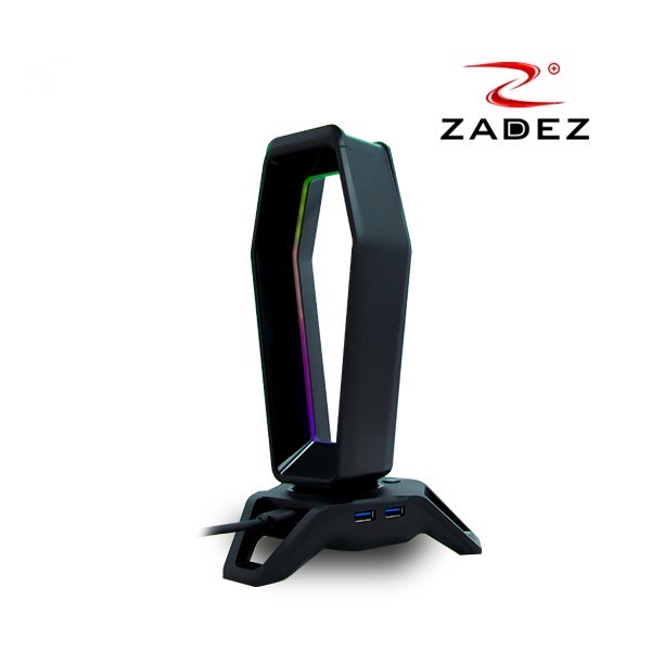 Đế Treo Tai Nghe Cao Cấp Màu Đen LED RGB kiêm Mouse Bungee và Hub USB 3.0 ZADEZ ZHS-702G BLACK - Hàng chính hãng