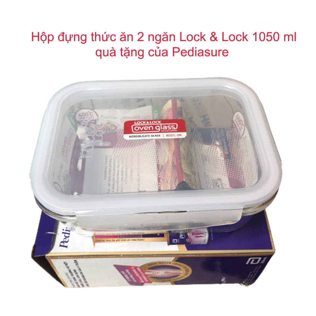 Tô thủy tinh Lock and Lock 2 ngăn 1050ml, thố thủy tinh có nắp đậy Lock&Lock 1050ml - AZEVA