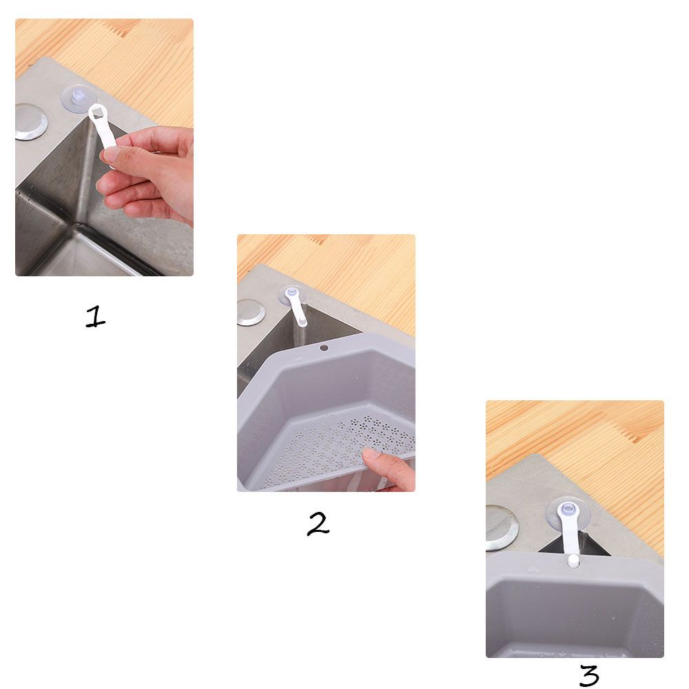 Khay đựng đồ có lỗ thoát nước hình tam giác gắn bồn rửa cho nhà bếp để rửa rau củ/ trái cây