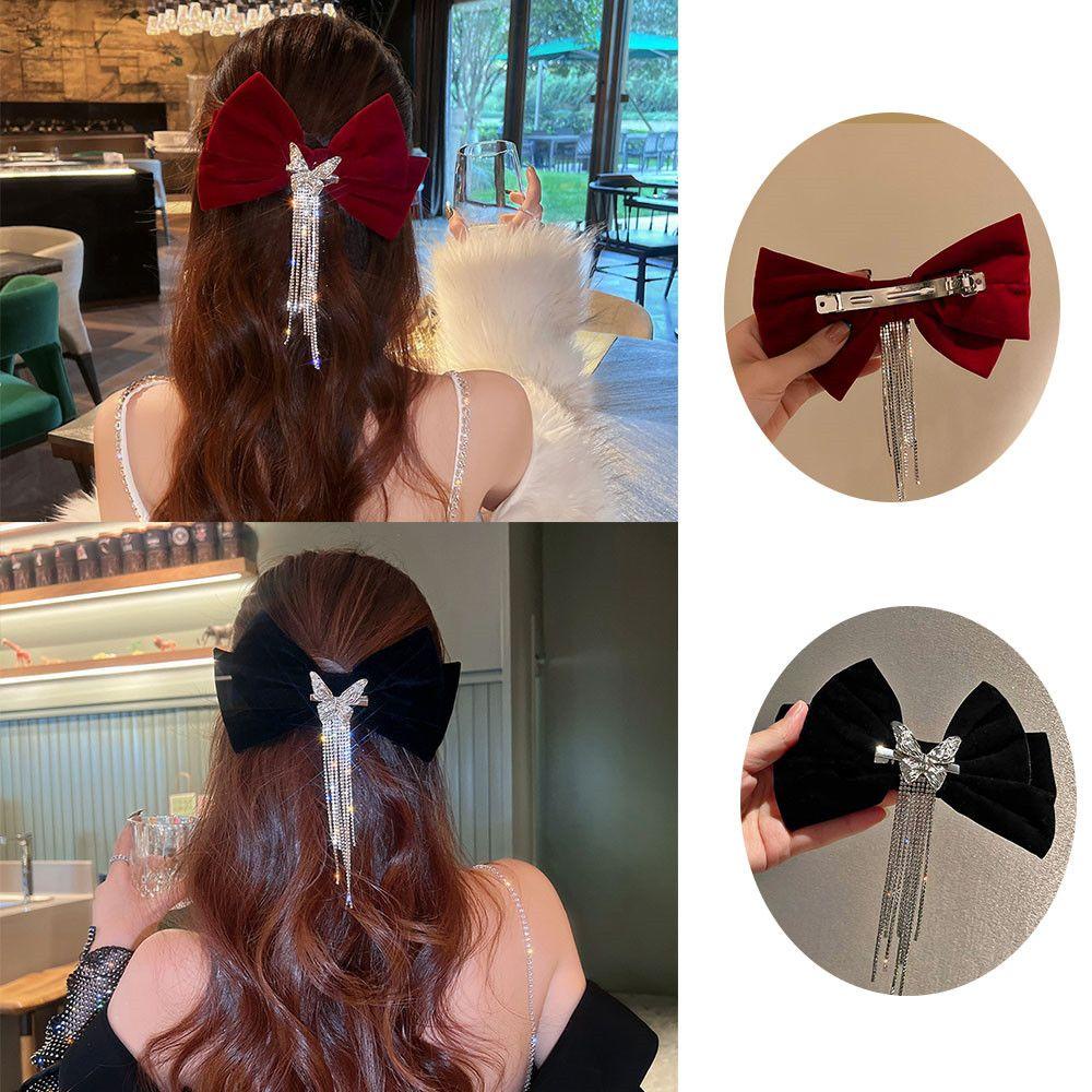 Kẹp Tóc Hình Nơ Thời Trang Dành Cho Nữ|Dây Tua Rua Xinh Xắn Chất Lượng