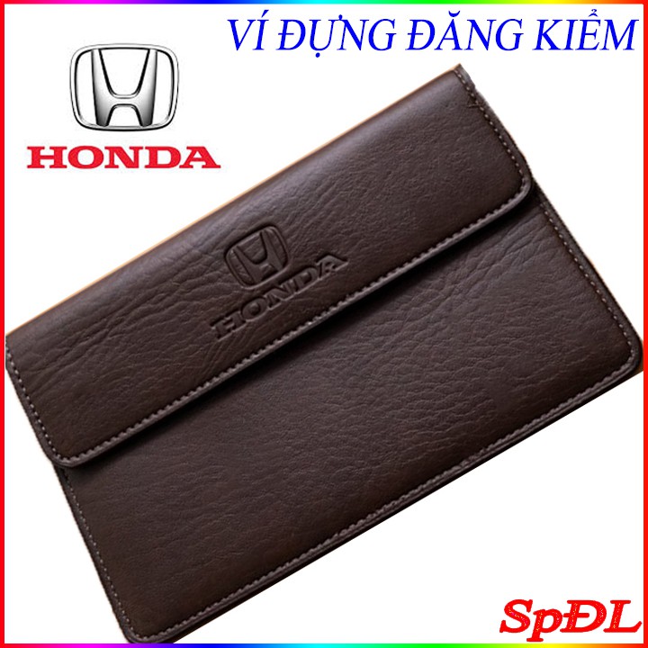 Ví da đựng đăng kiểm, giấy tờ ô tô cao cấp in dập nổi Logo Hãng xe Honda kích thước 19x12cm