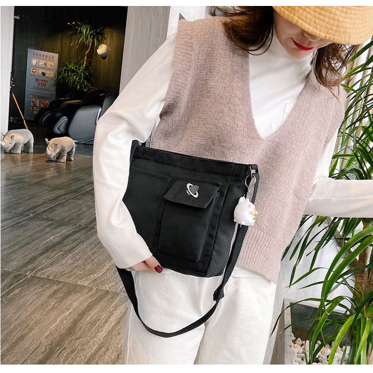 Túi Đeo Chéo Vai Bằng Vải Thời Trang Đơn Giản Dễ Thương Cho Nữ
