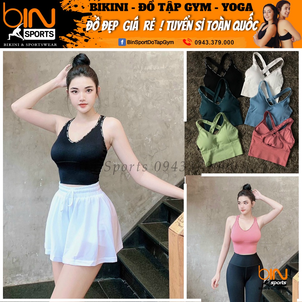 Aó bra tập gym yoga thể thao nữ dệt kim quảng châu freesize Bin Sports A188