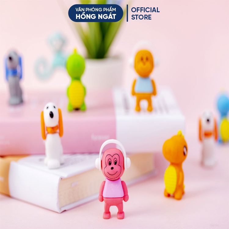 Tẩy bút chì khỉ nghe nhạc, đồ dùng học tập dễ thương gôm tẩy cute giá rẻ làm quà tặng học sinh văn phòng phẩm T41