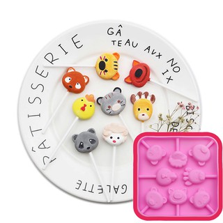 HCM - Khuôn silicon làm kẹo que hình động vật Hươu Gà Mèo Hổ Cáo Chồn