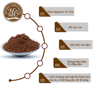 Bột cacao nguyên chất cao cấp làm bánh 50g-250g nhập khẩu Malaysia Highland Cacao
