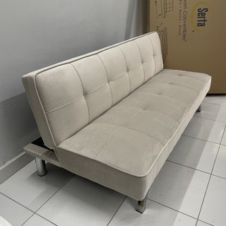 Sofa giường 1 đến 2 người nằm vải Nhung màu trắng sữa