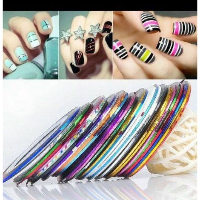 Sợi decal dán móng nghệ thuật 30 màu lấp lánh nhũ đẹp nail art