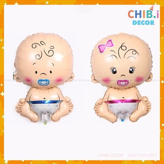 Bóng tráng nhôm hình em bé cỡ siêu lớn trang trí sinh nhật, đầy tháng, thôi nôi bé trai bé gái - CHIBI DECOR