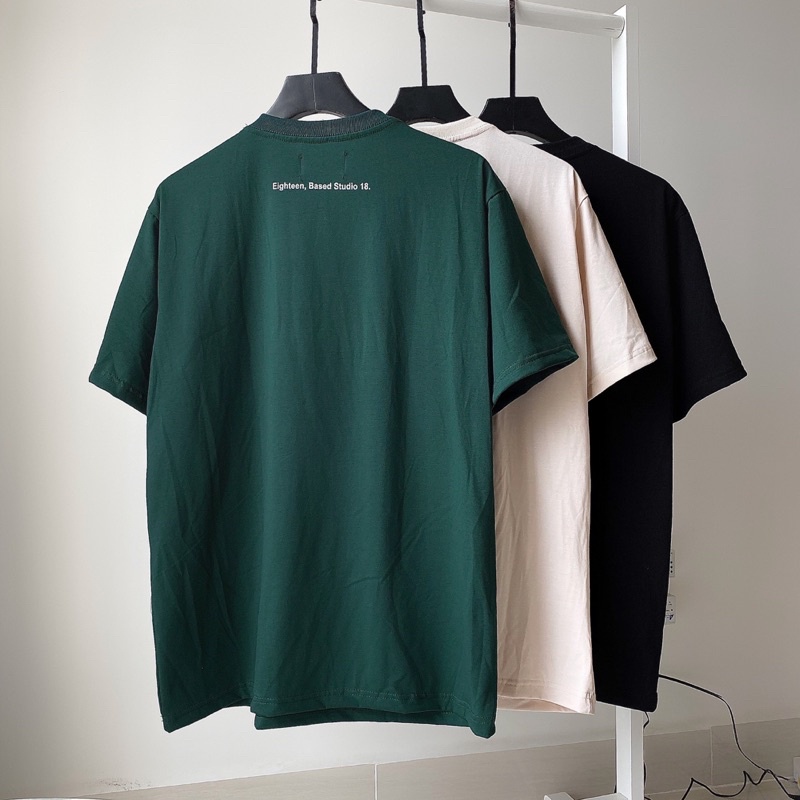 Áo Thun Tay Lỡ Unisex EIGHTEEN 18 màu ĐEN/KEM/XANH/ NÂU /Nam nữ unisex/ Áo phông cổ tròn form rộng Jaystoree2 ❤️