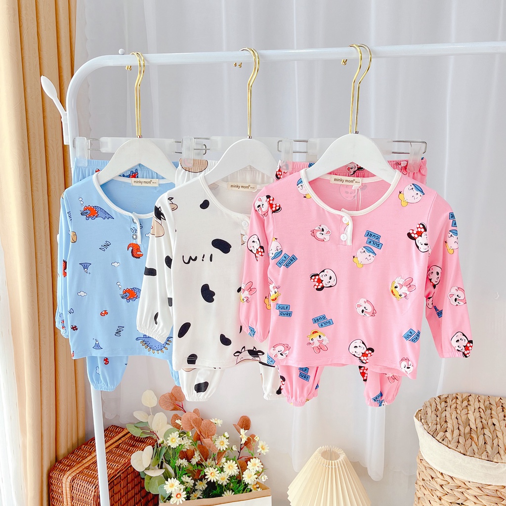 Bộ quần áo trẻ em 6-19kg dài tay Minky Mom Trang trại cho bé trai bé gái, vải lạnh cao cấp siêu co giãn, mềm mịn