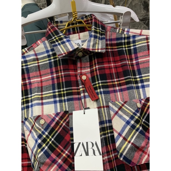 Sơ mi dài tay Flannel shirt ZR kẻ caro chất cotton dày mịn