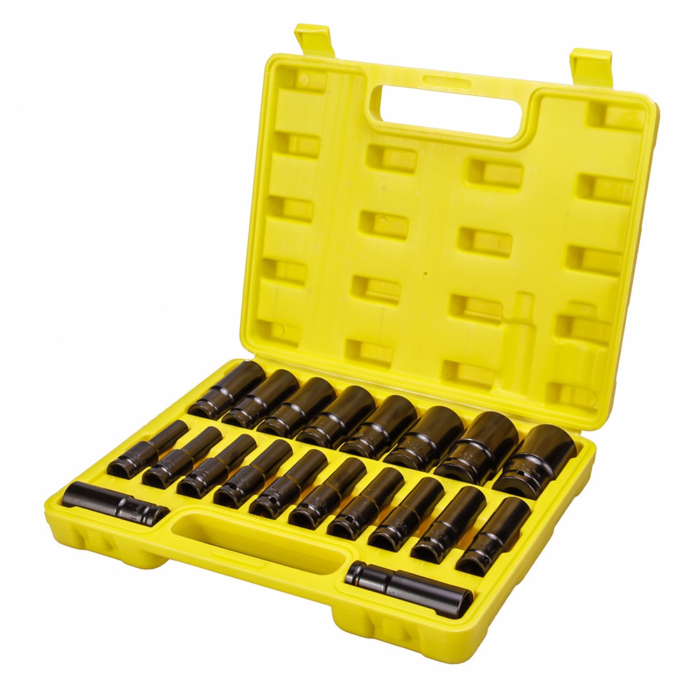 Bộ Khẩu Dài 10 Và 20 Món Dầy Dặn Dùng Cho Máy Siết Bulong Chân 1/2