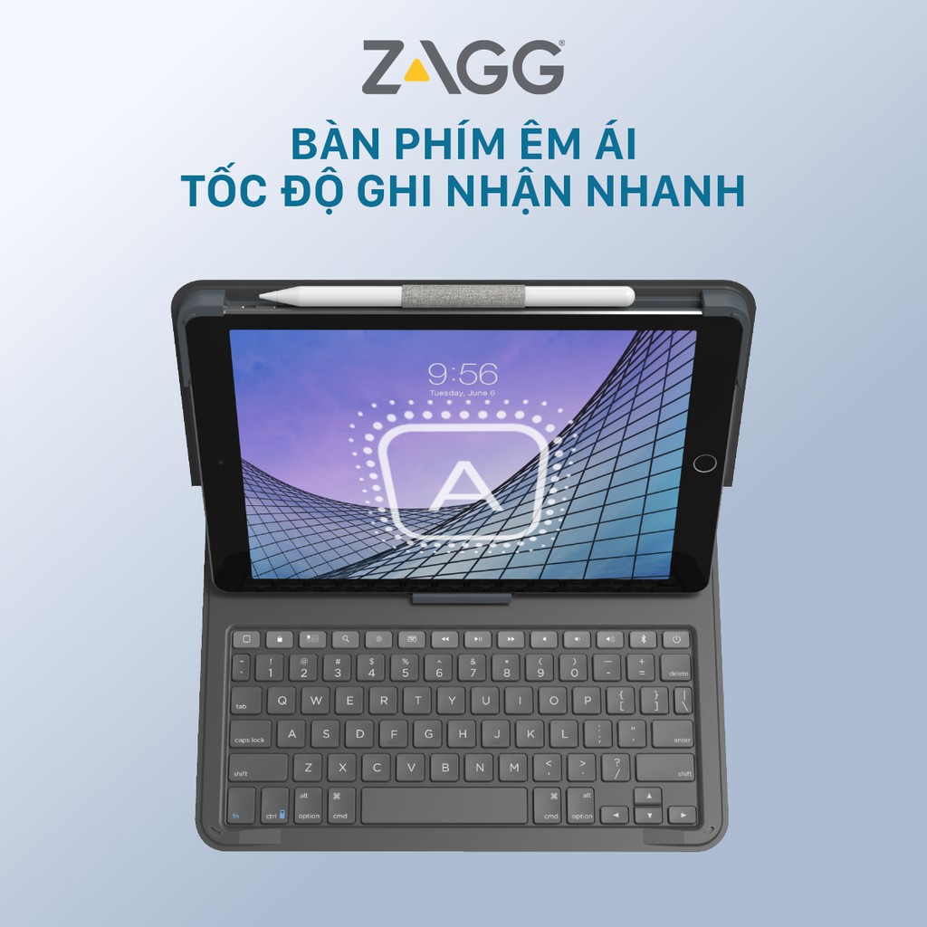 Ốp lưng kèm bàn phím ZAGG Messenger Folio 2 cho iPad 10.2/10.5/Air 3  [CHÍNH HÃNG PHÂN PHỐI VN, BẢO HÀNH 1 NĂM]