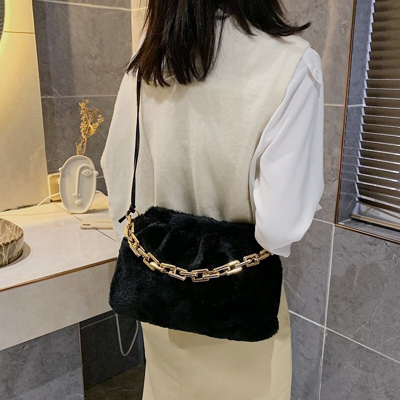 Túi xách JASMIN NOIR bằng lông thiết kế hình đám mây thời trang cho nữ