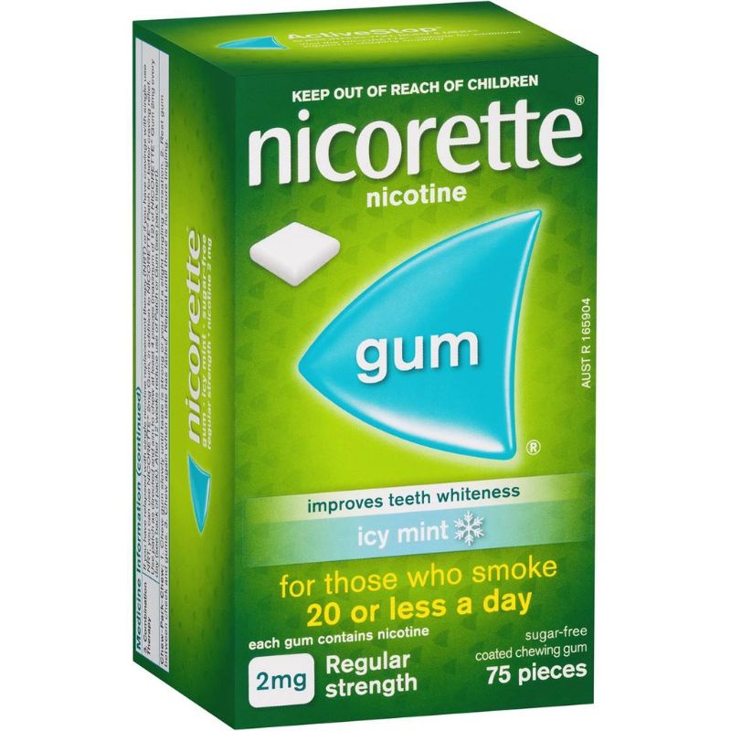 Kẹo cao su cai thuố lá Nicorette Gum Icy mint 75 viên