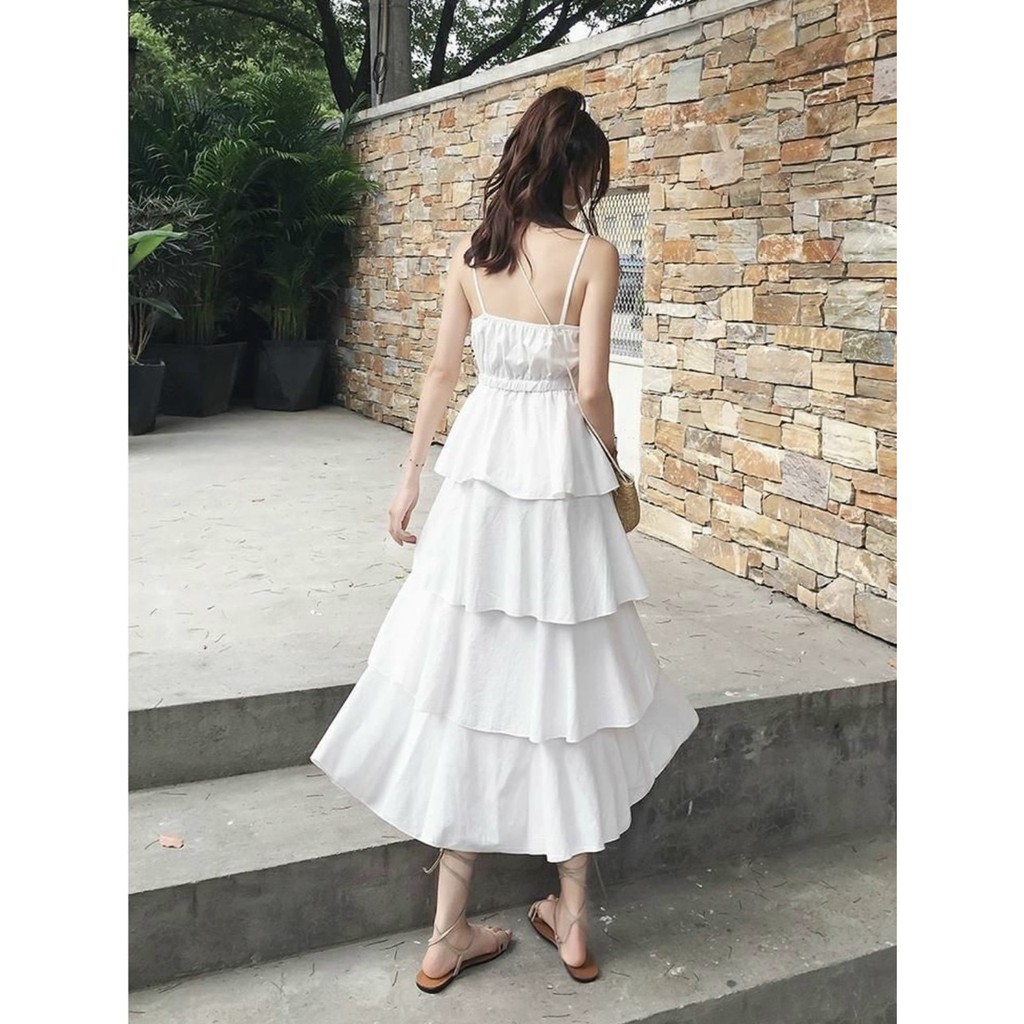 Đầm Maxi 4 Tầng Eo Chun 2 Màu - DM0085 | BigBuy360 - bigbuy360.vn