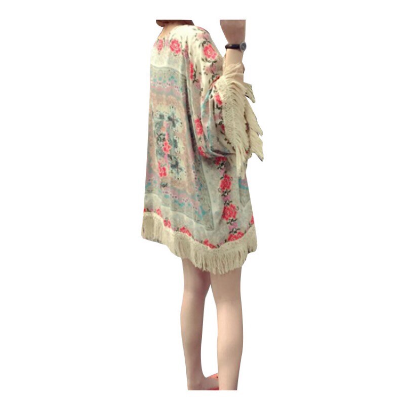 [CUỐI CÙNG] Áo Khoác Chiffon Viền Tua Phong Cách Bohemian Free Size Dưới 67kg - Lucky Girl shop