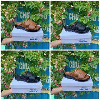 [shop giay minh thu] Dép nam quai ngang, da bò 5cm MT74