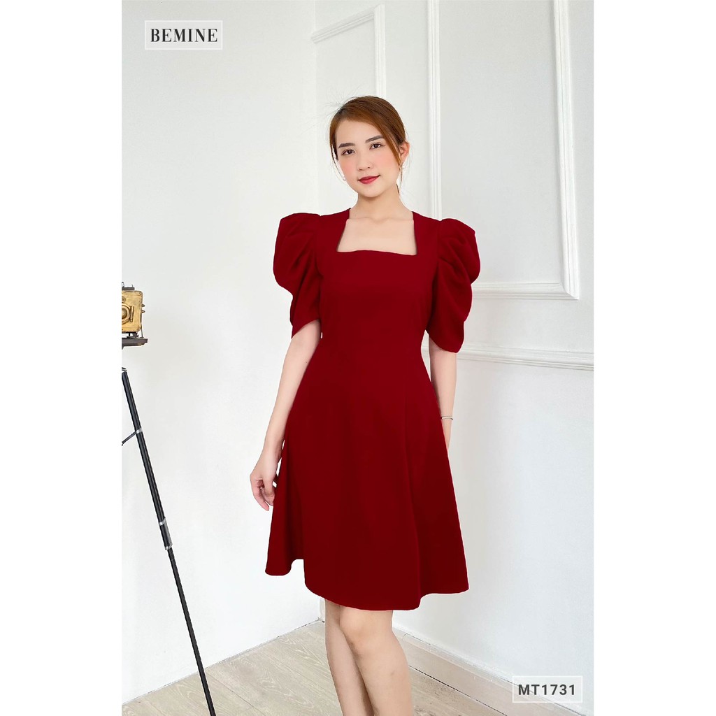 [Mã WABRWA15 giảm 15% đơn 300K] Đầm cổ vuông tay xếp ly tầng BEMINE MT1731DO | BigBuy360 - bigbuy360.vn