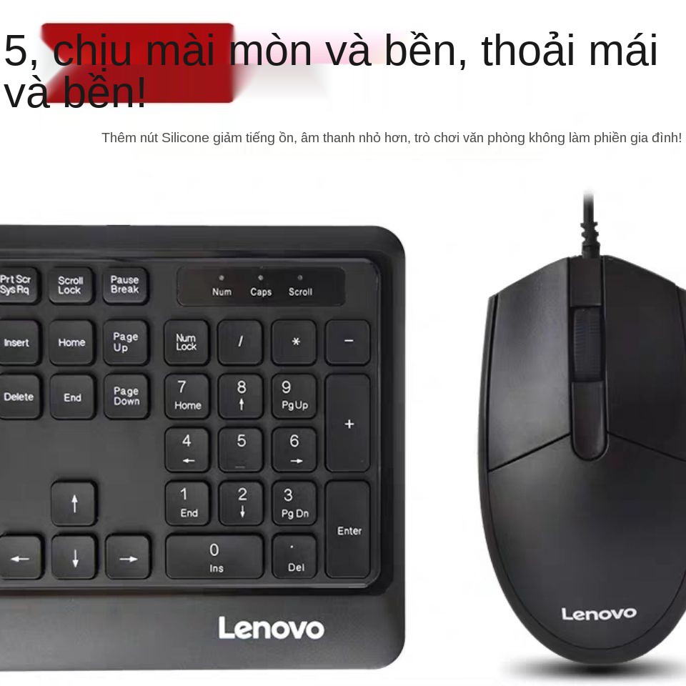 Bộ bàn phím và chuột có dây Lenovo KM102 chính hãng máy tính để xách tay chống nước văn phòng