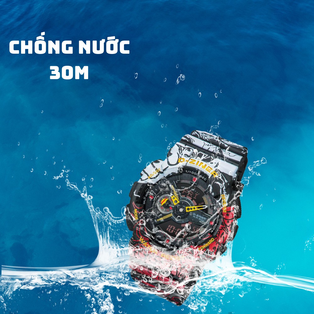 Đồng hồ nam điện tử chính hãng D-ZINER chạy 3 kim chống nước 30M full box One Piece DZ8288