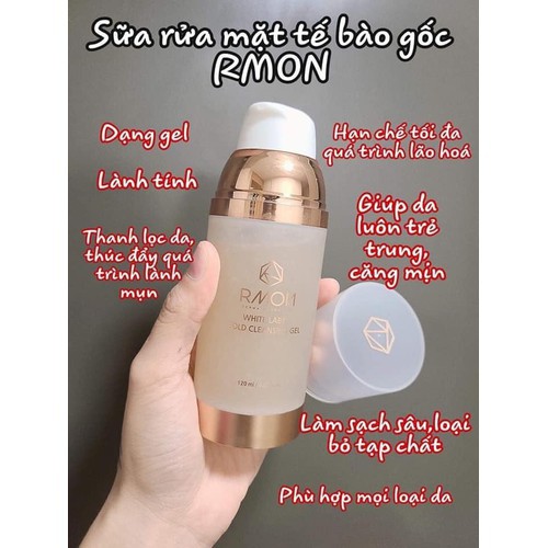 SỮA RỬA MẶT TẾ BÀO GỐC RMON WHITE LABEL GOLD CLEANSING GEL 120ML