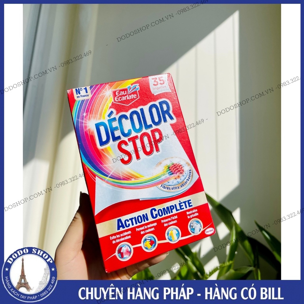 Giấy giặt Dcolor stop chống phai màu quần ao, quần áo ko bị ngả màu cháo lòng