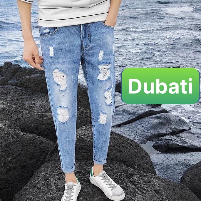 QUẦN JEAN NAM CHẤT BÒ XANH WASH RÁCH DU XUÂN MỚI NHẤT- DB 1900- DUBATI FASHION