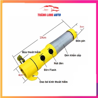 Búa thoát hiểm ô tô đa năng 4 in 1 kèm đèn báo nguy hiểm