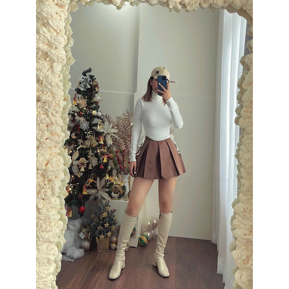 Áo thun cổ lọ tay dài rút dây 2 bên sexy NU50