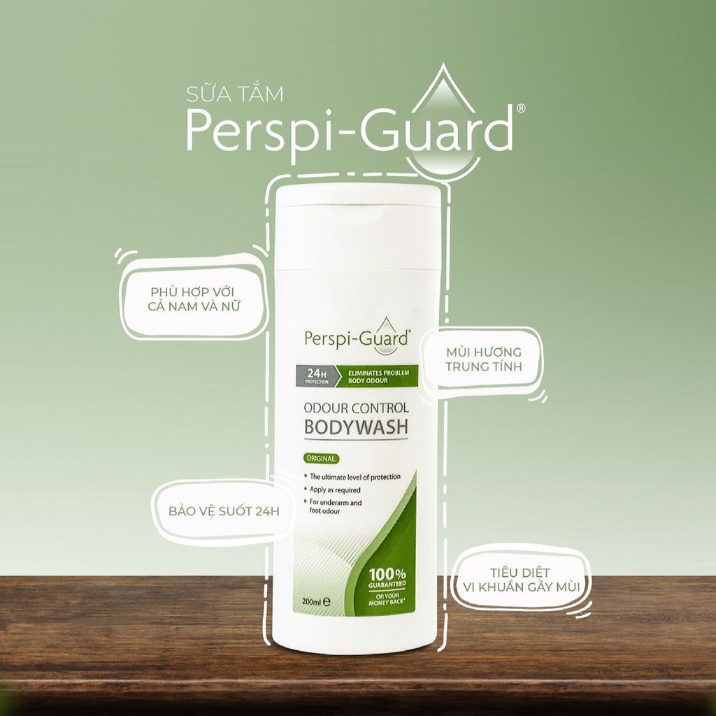 Combo ngăn mồ hôi trọn bộ Perspi-Guard sữa tắm 200ml + xịt khử mùi 30ml + lăn khử mùi 30ml