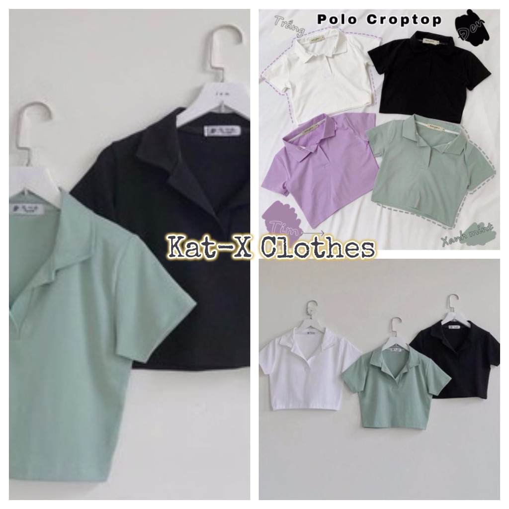 Áo Thun Nữ❤️FREESHIP❤️ Áo croptop polo cổ bẻ trơn 4 màu