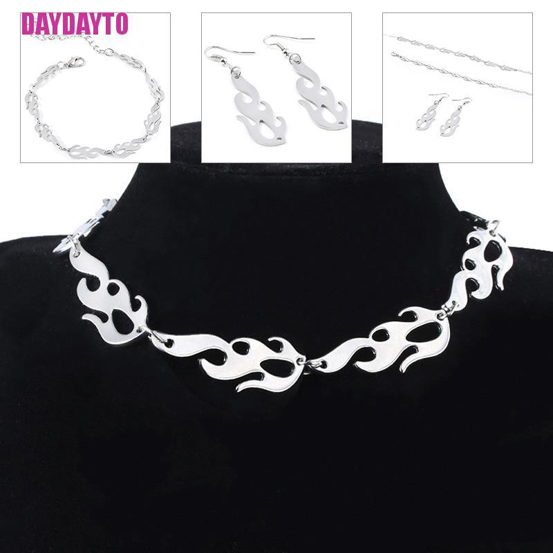 Vòng Cổ Choker Kim Loại Hình Ngọn Lửa Phong Cách Punk Hip Hop