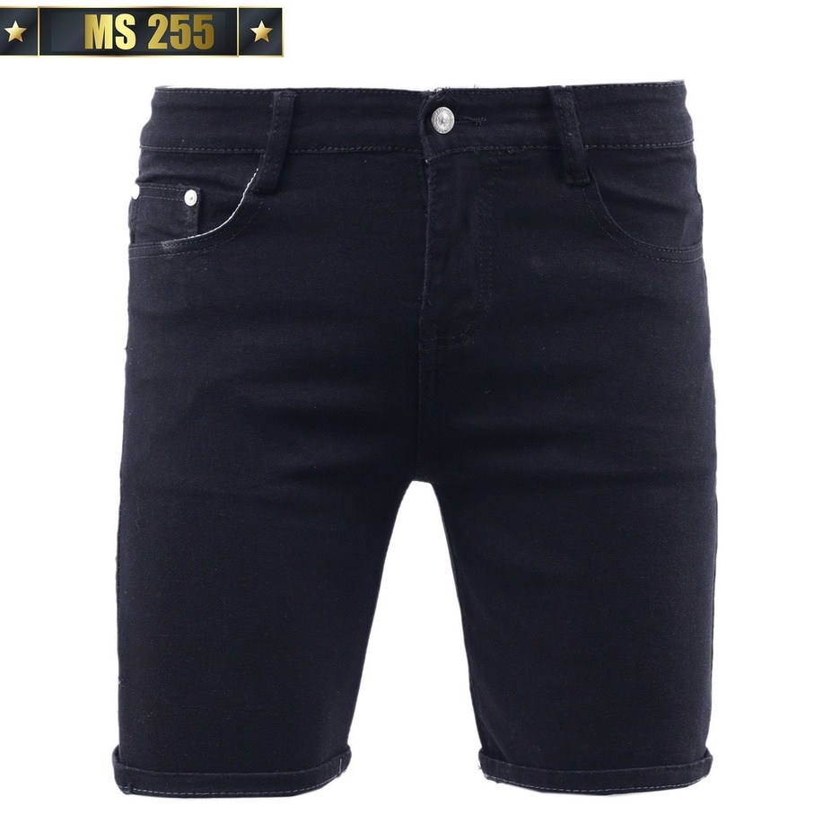 Quần short jean nam màu đen chất bò - quần short jean ngắn nam co giãn thời trang cao cấp Mimishop122 ms255