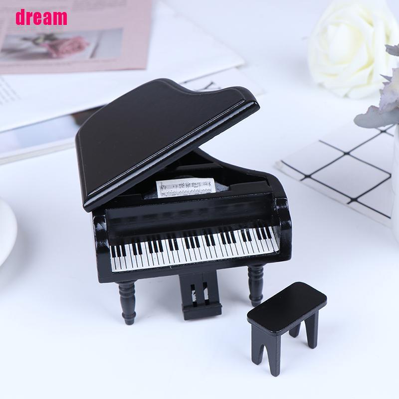 Mô Hình Đàn Piano Bằng Gỗ Màu Đen Tỉ Lệ 1: 12
