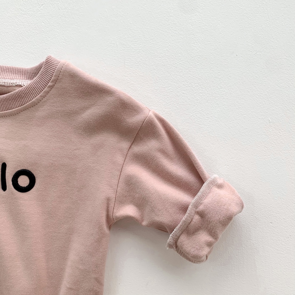 Bộ áo liền quần tay dài in chữ Hello dành cho trẻ sơ sinh 0-24 tháng tuổi