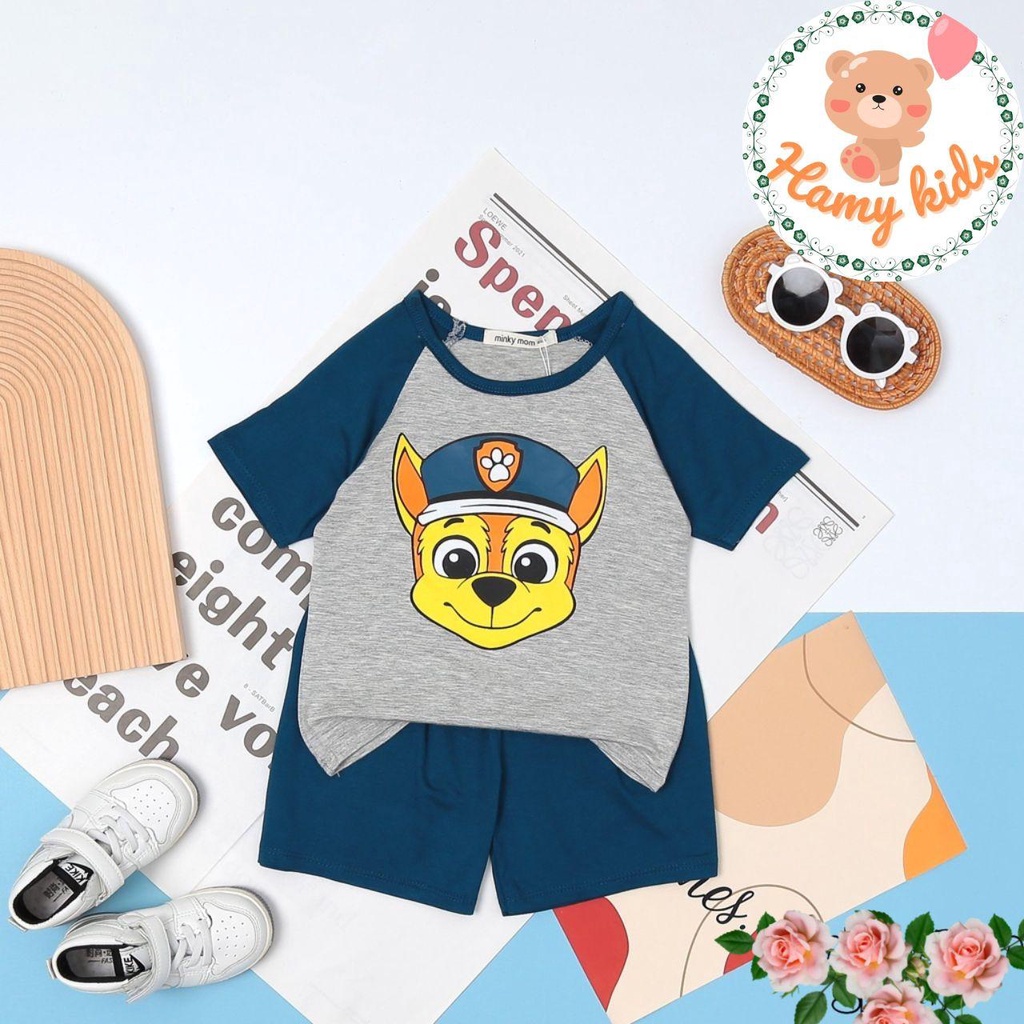 Bộ Cộc Tay Minky Mom Chính Hãng Bé Trai Bé Gái Thun Lạnh Hình Đội Chó Cứu Hộ Trẻ Em 0-5 Tuổi Dưới 20kg - Hamykids